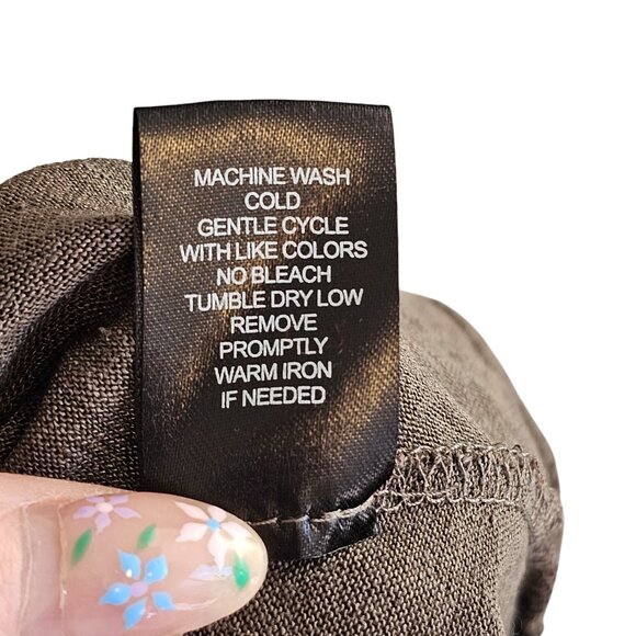 Stella Carakasi Brown Double Layer Hemp Blend Short Sleeve Blouse Sz M - Picture 6 of 7